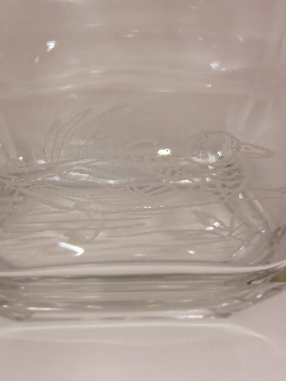 Vintage 1970s Luigi Bormioli Light & Music Crystal Decanter Etched Mallard Duck